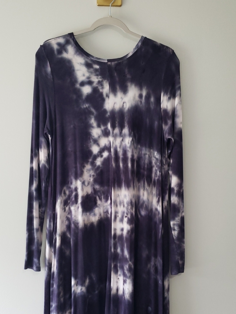 Natural Life Tie-Dye Long Sleeve Maxi Dress Medium Navy Blue White Boho Hippie - Picture 8 of 14